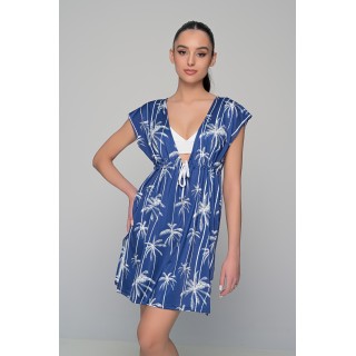 Καφτάνι Παραλίας Ελαστική Λύκρα - Μπλε