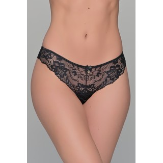 Brazilian Σλιπ Δαντέλα και Τούλι - Μαύρο