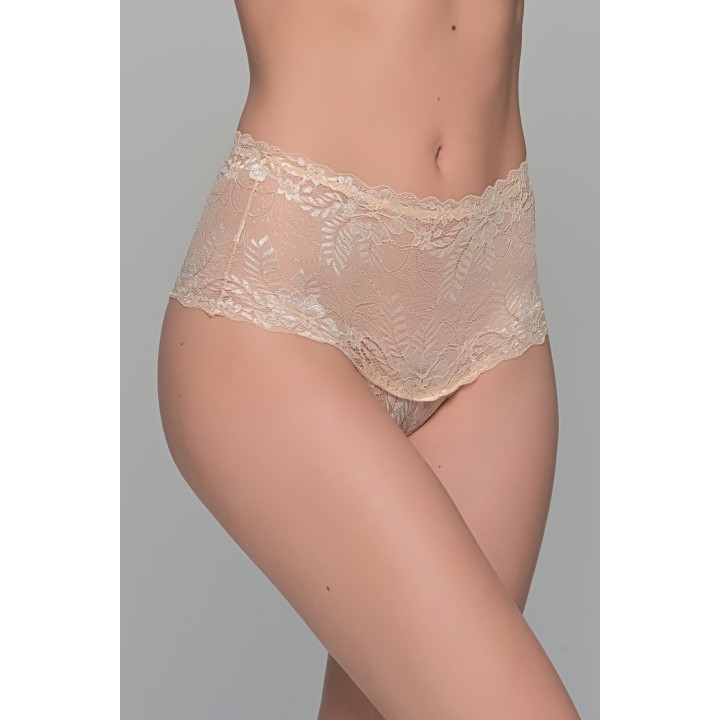 Ψηλόμεσο Δαντελένιο Bikini - Μπεζ