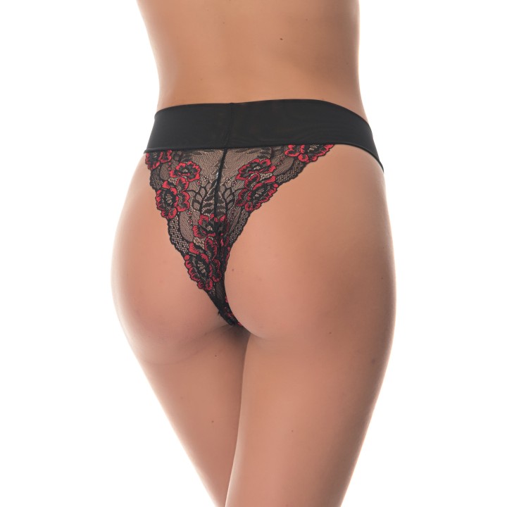 Σλιπ Brazil Δαντέλα& Τούλι - Μαύρο-κόκκινο