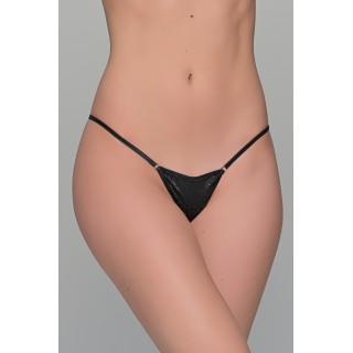 Σλιπ Micro G-String Σατέν Ζακάρ - Μαύρο