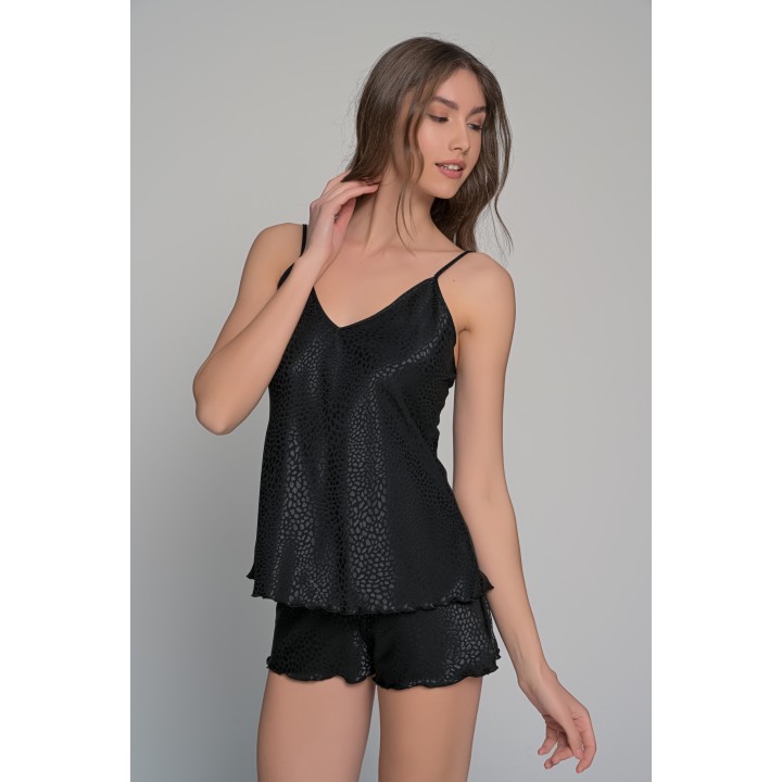 Σατέν Babydoll Με Σορτς - Μαύρο