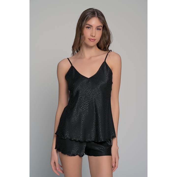 Σατέν Babydoll Με Σορτς - Μαύρο