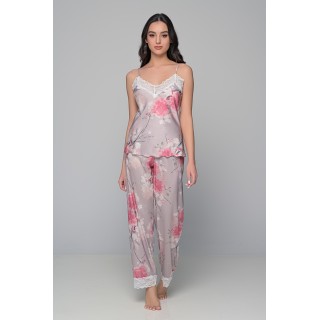 Σατέν Πυζάμα Τιραντάκι - Φλοράλ
