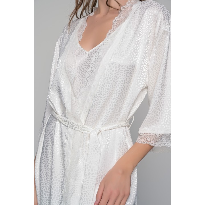 Νυφική Ρόμπα Σατέν με Δαντέλα - Ιβουάρ
