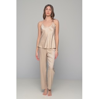 Πυζάμα Τιραντάκι Σατέν Ζακάρ - Μπεζ
