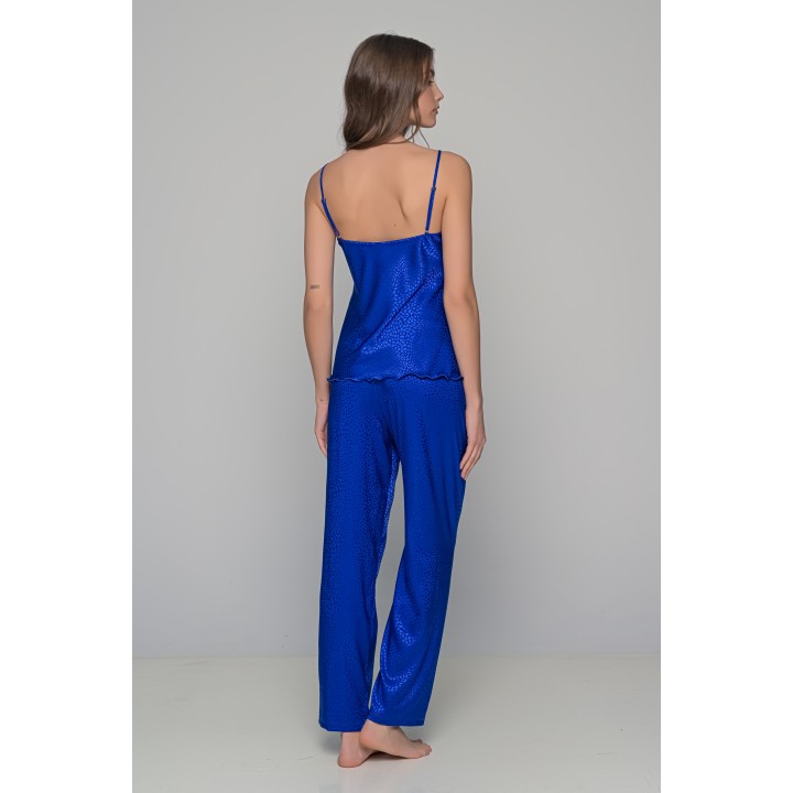 Πυζάμα Τιραντάκι από Σατέν Ζακάρ - Μπλε ρουά