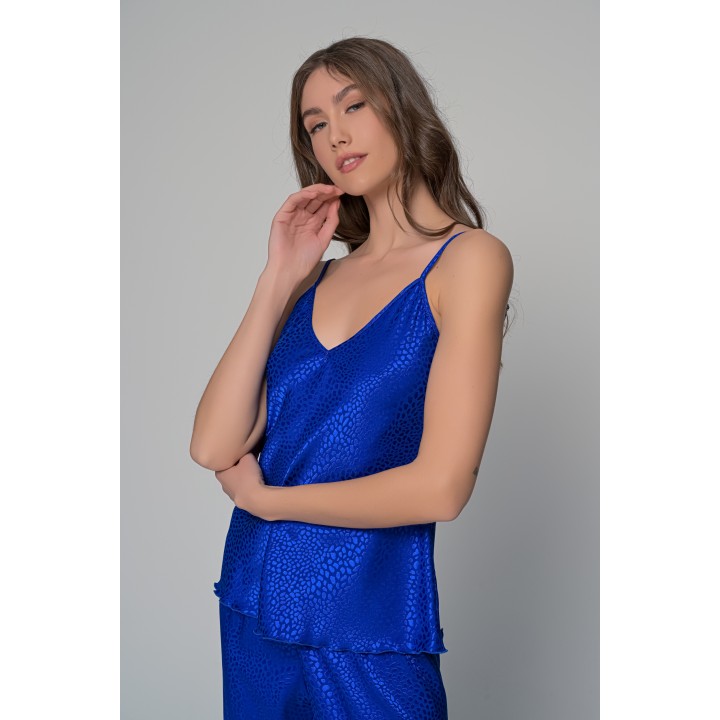 Πυζάμα Τιραντάκι από Σατέν Ζακάρ - Μπλε ρουά