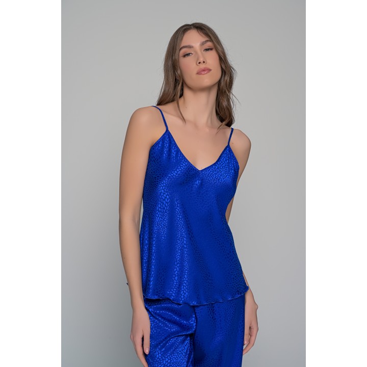 Πυζάμα Τιραντάκι από Σατέν Ζακάρ - Μπλε ρουά