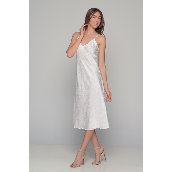 Midi Σατέν Slip Dress ΔΩΡΟ το String - Ιβουάρ