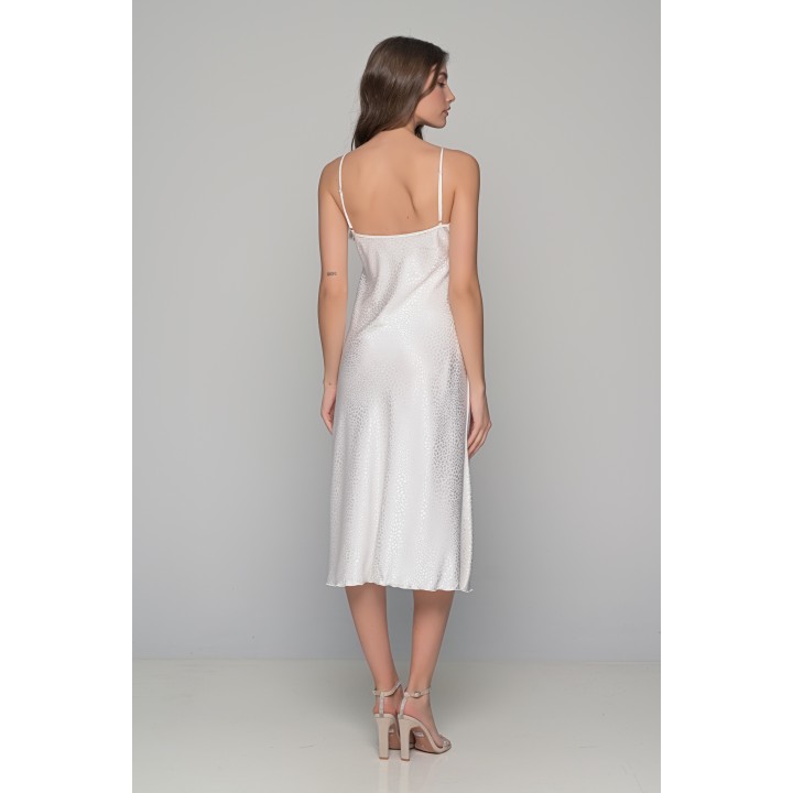 Midi Σατέν Slip Dress ΔΩΡΟ το String - Ιβουάρ