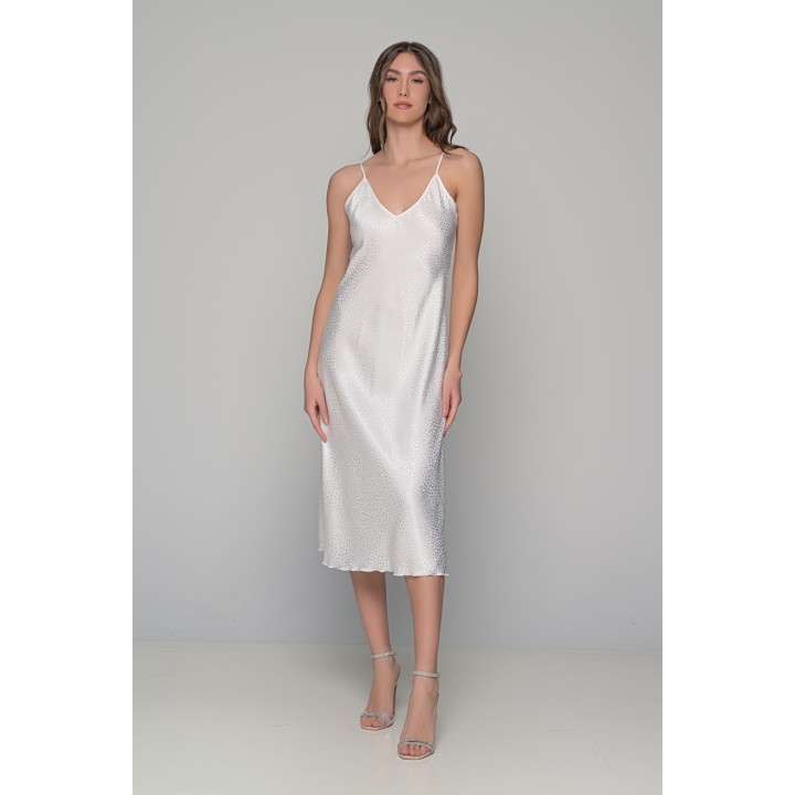 Midi Σατέν Slip Dress ΔΩΡΟ το String - Ιβουάρ