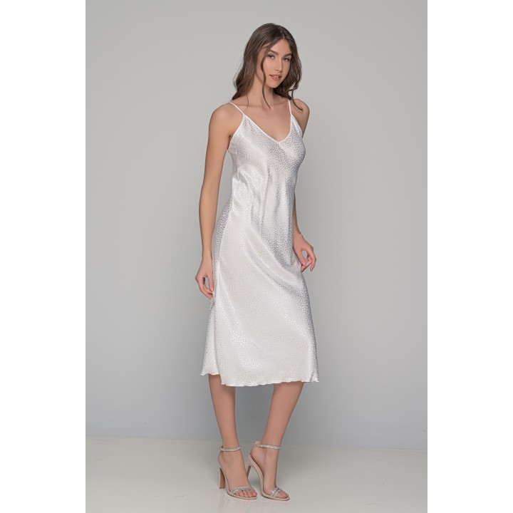 Midi Σατέν Slip Dress ΔΩΡΟ το String - Ιβουάρ