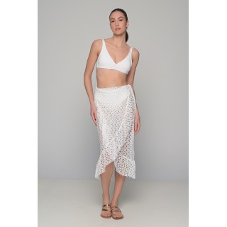 Πλεκτή Φούστα Παρεό - Εκρού