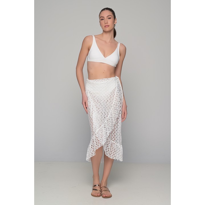 Πλεκτή Φούστα Παρεό - Εκρού