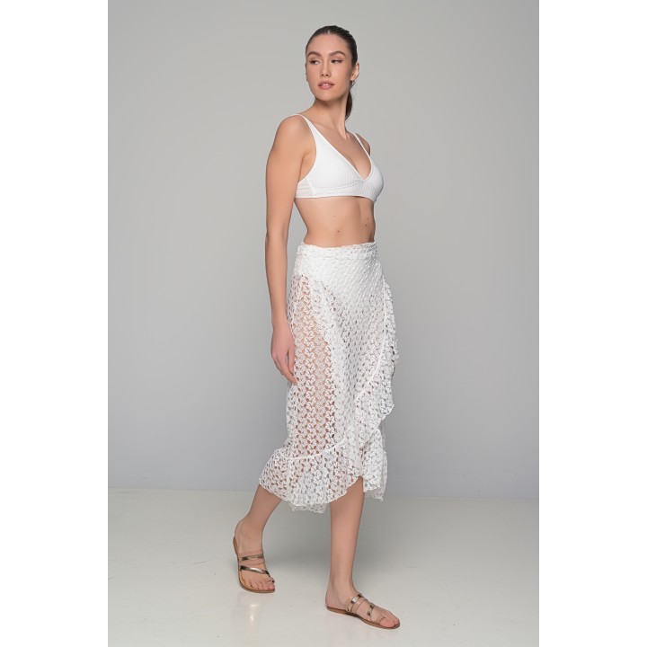 Πλεκτή Φούστα Παρεό - Εκρού