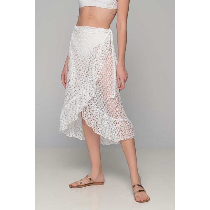 Πλεκτή Φούστα Παρεό - Εκρού