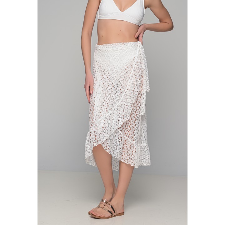 Πλεκτή Φούστα Παρεό - Εκρού