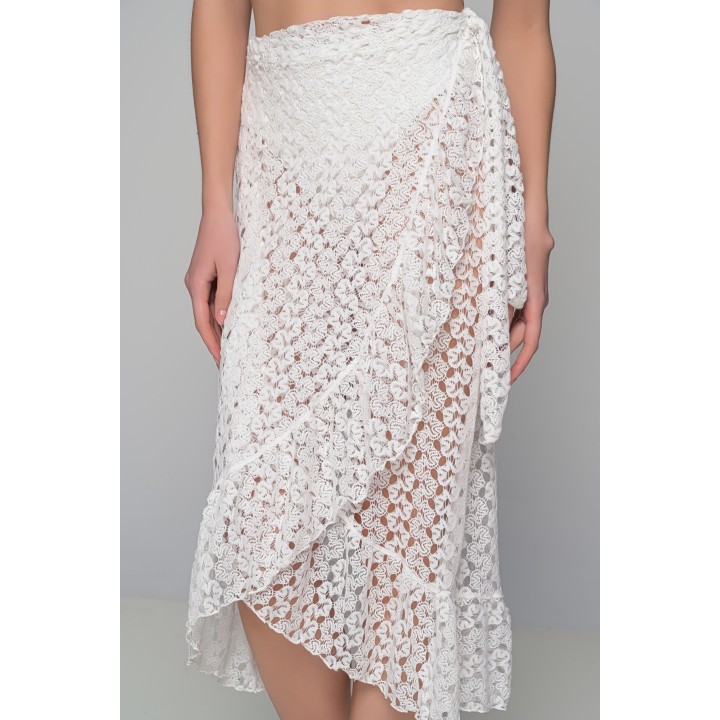 Πλεκτή Φούστα Παρεό - Εκρού