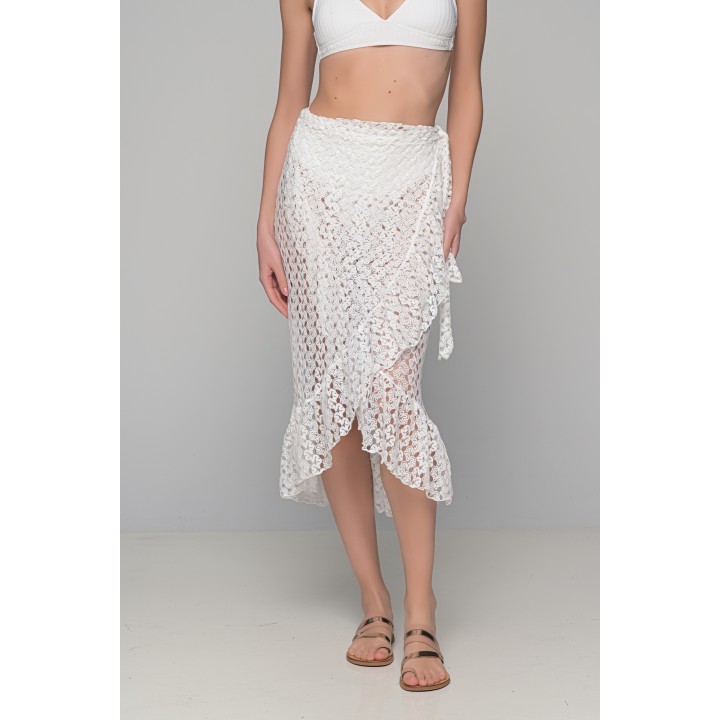 Πλεκτή Φούστα Παρεό - Εκρού