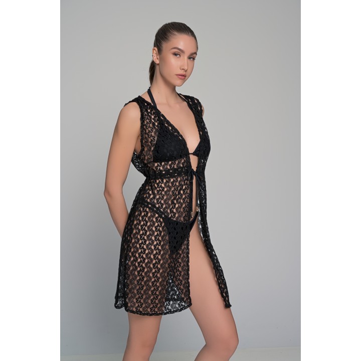 Πλεκτή Ζακέτα Παραλίας - Μαύρο