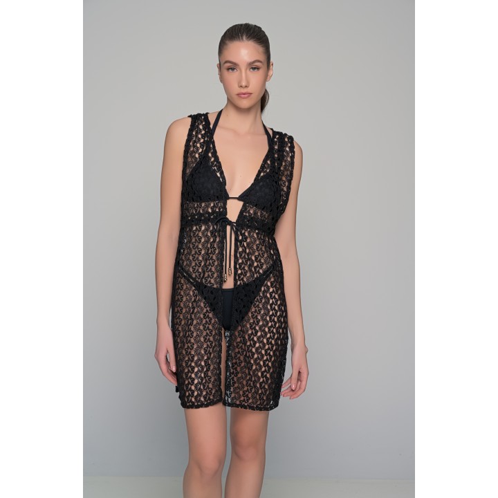 Πλεκτή Ζακέτα Παραλίας - Μαύρο