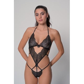 Ανοιχτό Δαντελένιο Κορμάκι - Μαύρο