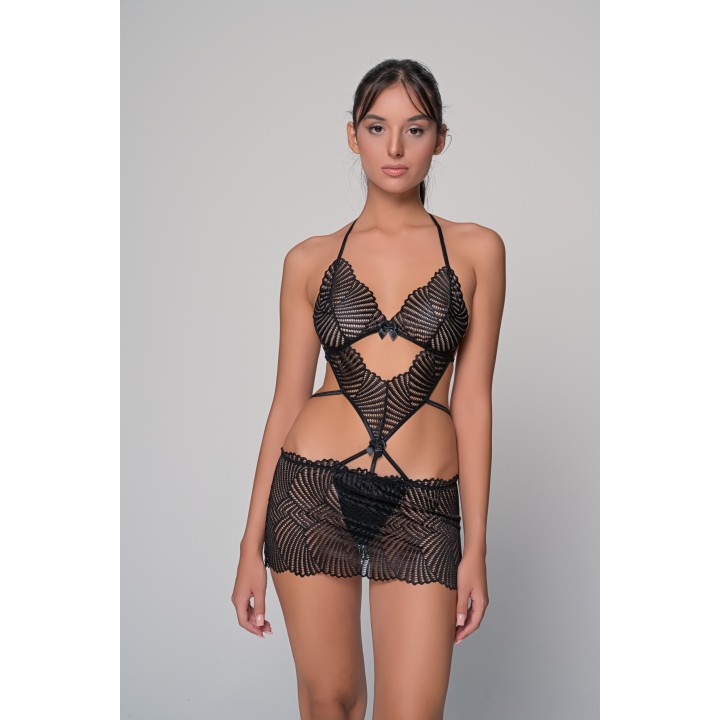 Sexy Δαντελωτό Νυχτικάκι - Μαύρο