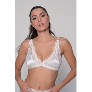 Νυφικό Σουτιέν Τριγωνάκι Δαντέλα με Σατέν - Ιβουάρ