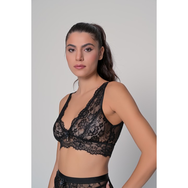 Δαντελένιο Bralette - Μαύρο