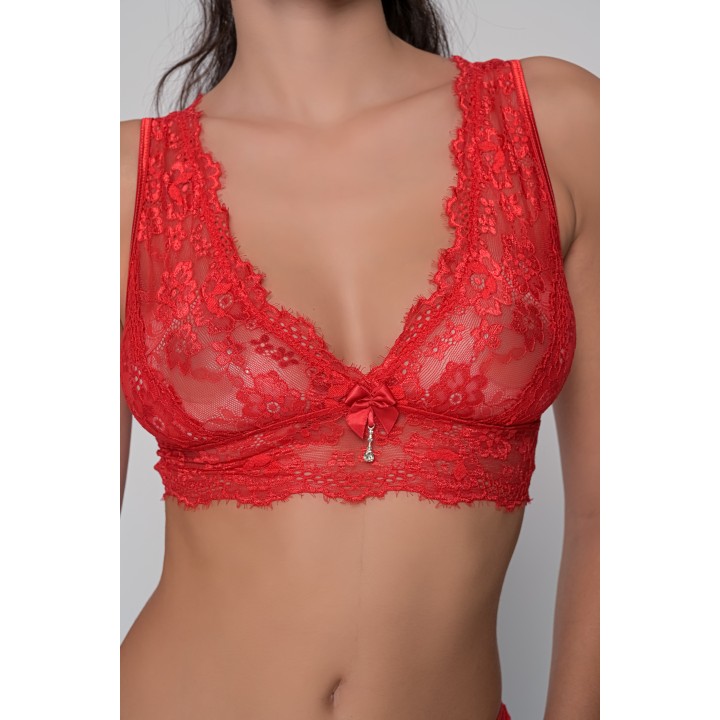 Δαντελένιο Bralette - Κόκκινο