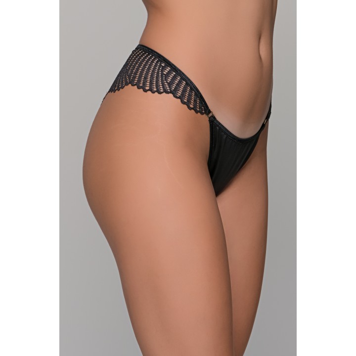 Σατέν Brazilian Slip με Δαντέλα – Μαύρο