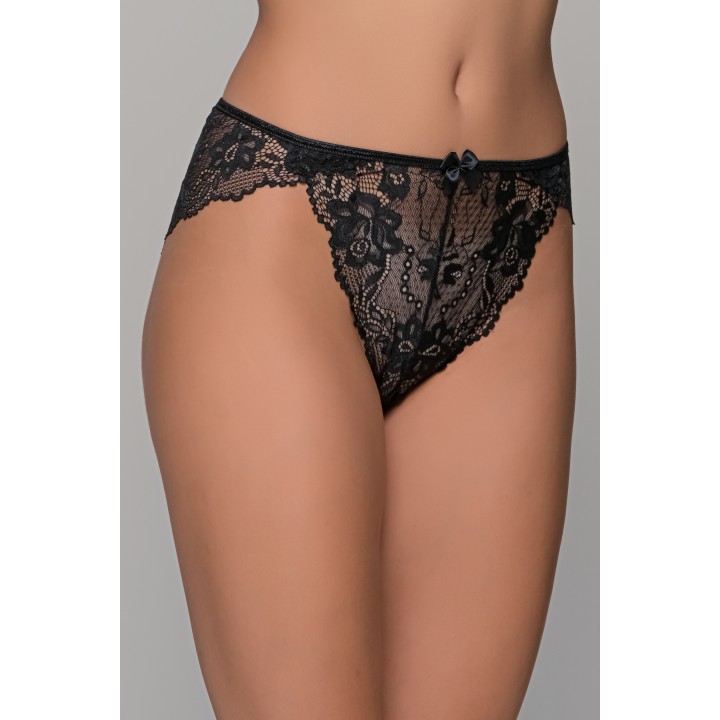 Δαντελένιο Ψηλόμεσο Σλιπ – Μαύρο