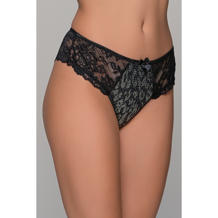 Σλιπ Ύφασμα Γυαλιστερό και Δαντέλα – Μαύρο