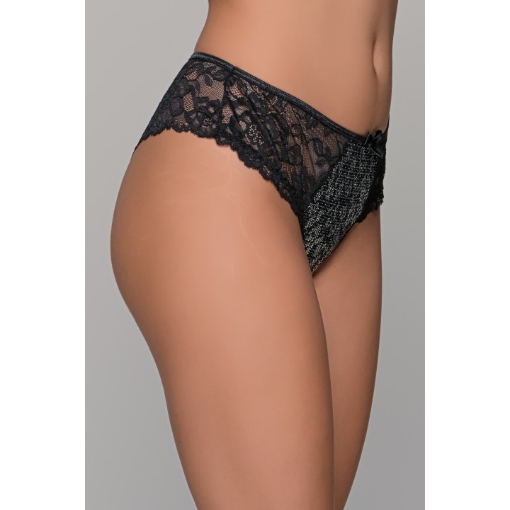 Σλιπ Ύφασμα Γυαλιστερό και Δαντέλα – Μαύρο