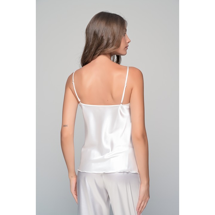 Νυφική Σατεν Πιτζάμα Τιραντάκι -Ιβουάρ