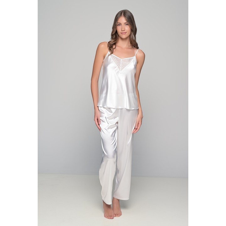 Νυφική Σατεν Πιτζάμα Τιραντάκι -Ιβουάρ