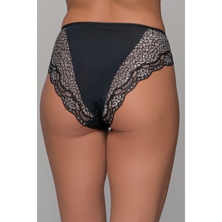 Ψηλόμεσο Δαντελένιο Σλιπ – Ασημί