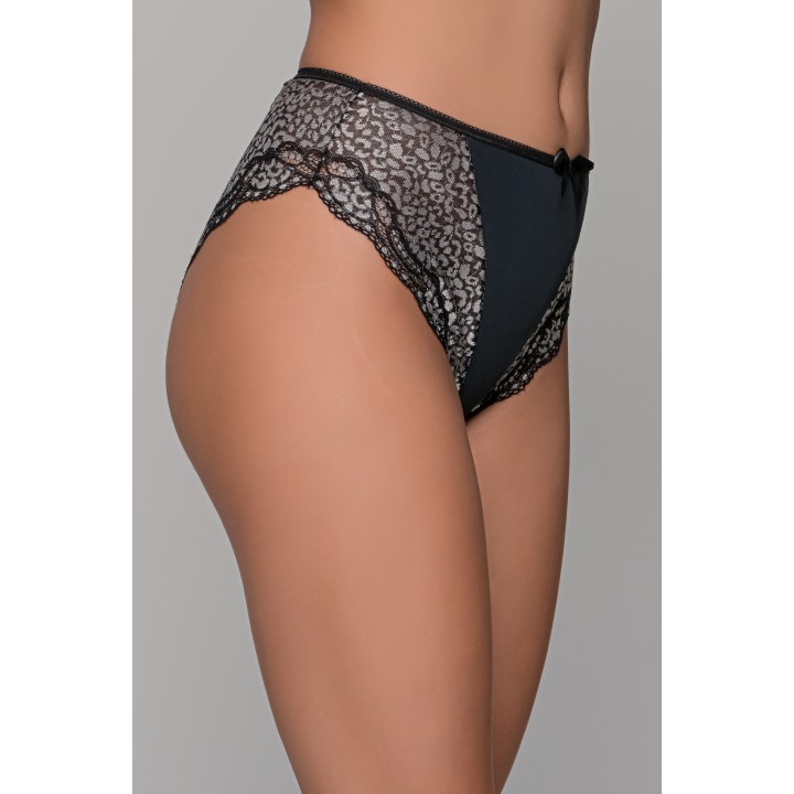 Ψηλόμεσο Δαντελένιο Σλιπ – Ασημί