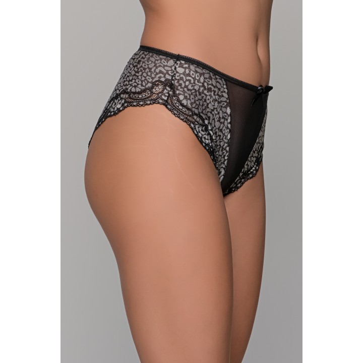 Ψηλόμεσο Δαντελένιο Σλιπ – Ασημί