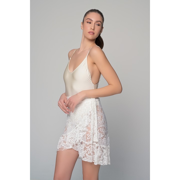 Δαντελένια Μίνι Φούστα Παρεό - Εκρού