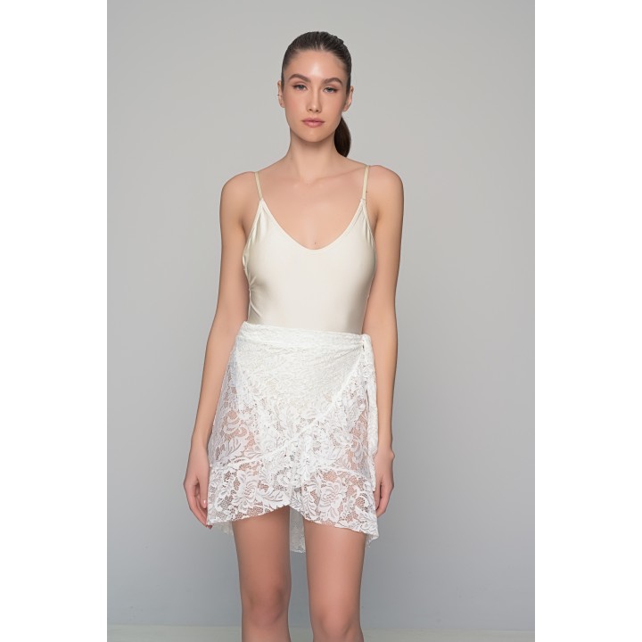 Δαντελένια Μίνι Φούστα Παρεό - Εκρού