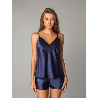 Σατέν Babydoll με Σόρτς - Μπλε