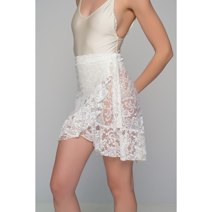 Δαντελένια Μίνι Φούστα Παρεό - Εκρού
