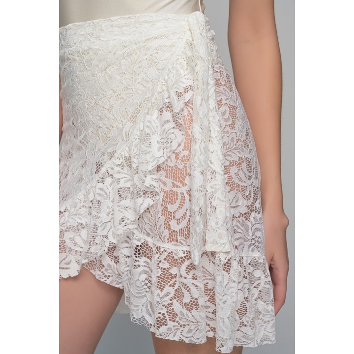 Δαντελένια Μίνι Φούστα Παρεό - Εκρού