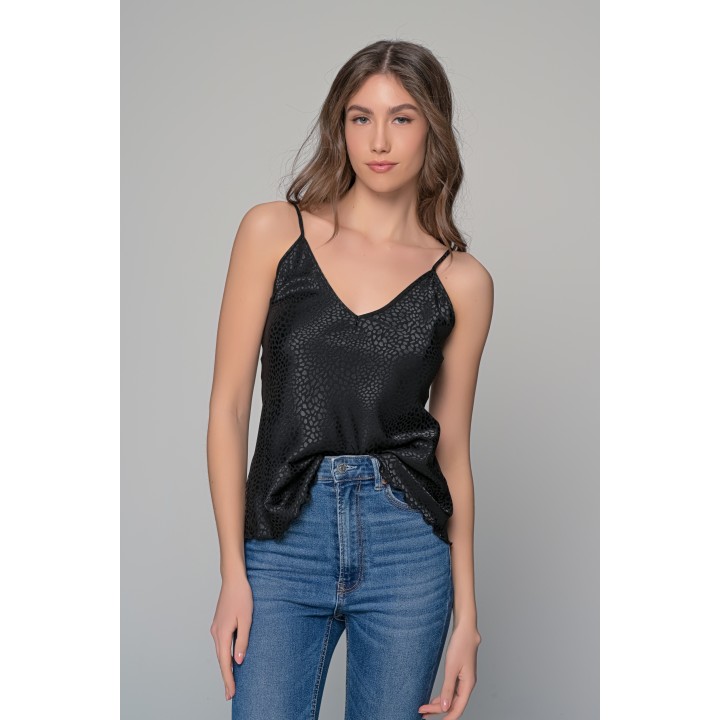 Σατέν Lingerie Top Τιραντάκι - Μαύρο