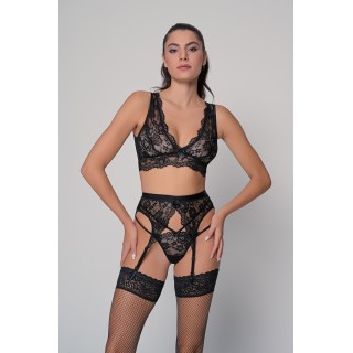 Σετ Εσωρούχων με Ζαρτιέρα - Μαύρο