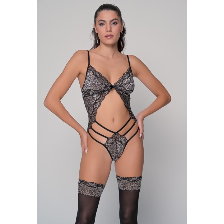 Σετ Sexy Κορμάκι και Κάλτσες - Ασημί