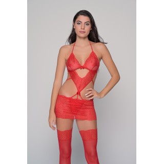 Σετ Sexy Νυχτικάκι και Κάλτσες - Κόκκινο