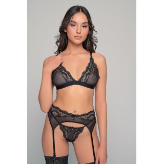 Σετ 3 Τμχ. Δαντελένια Εσώρουχα - Μαύρο